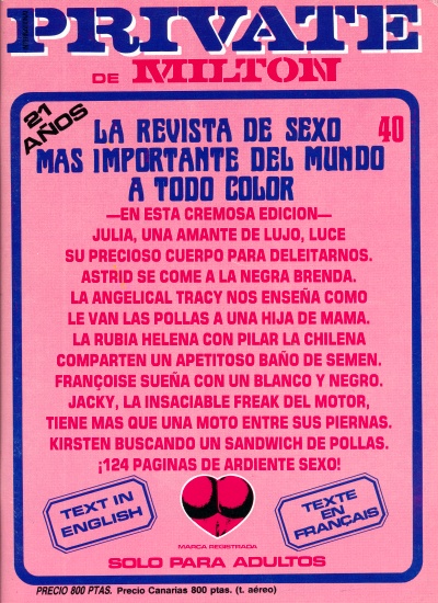 Front cover of Private 40 magazine